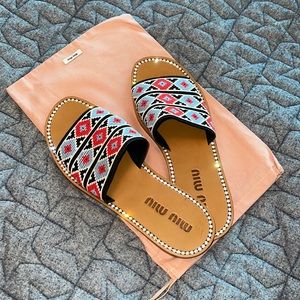 Miu Miu flat sandals with crystals